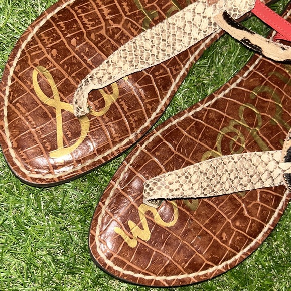 Sam Edelman Gigi Leopard/Snake T-Strap Toe Post Sandals Women's sz 8 - Picture 3 of 5